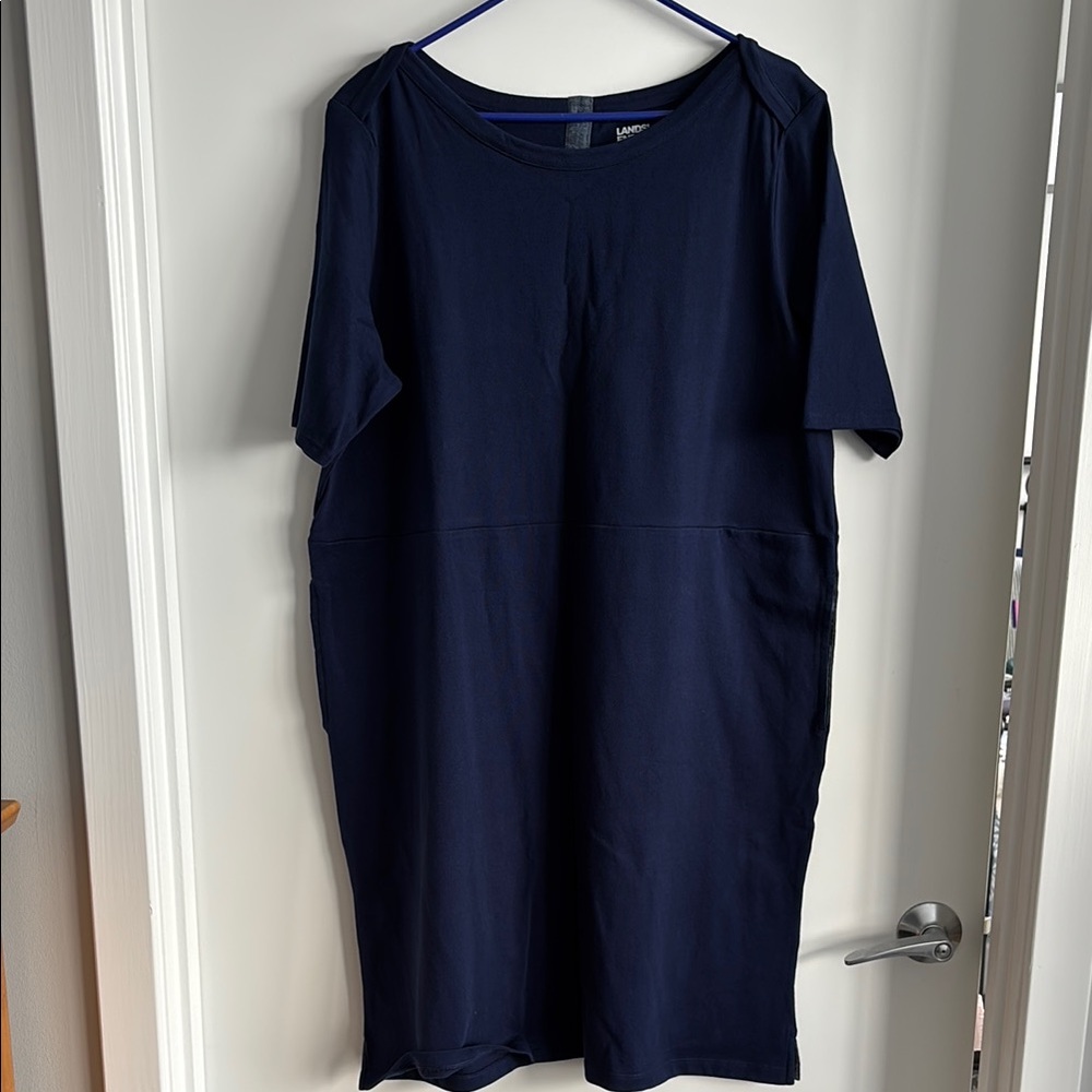 Lands End Heritage Cotton Jersey Elbow Sleeve Dress